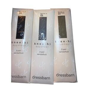 Dressbarn Pantyhose Women's Fits 8.5-11 Knee-Hi Day Sheer Sandal Foot 3 Pack/ 3